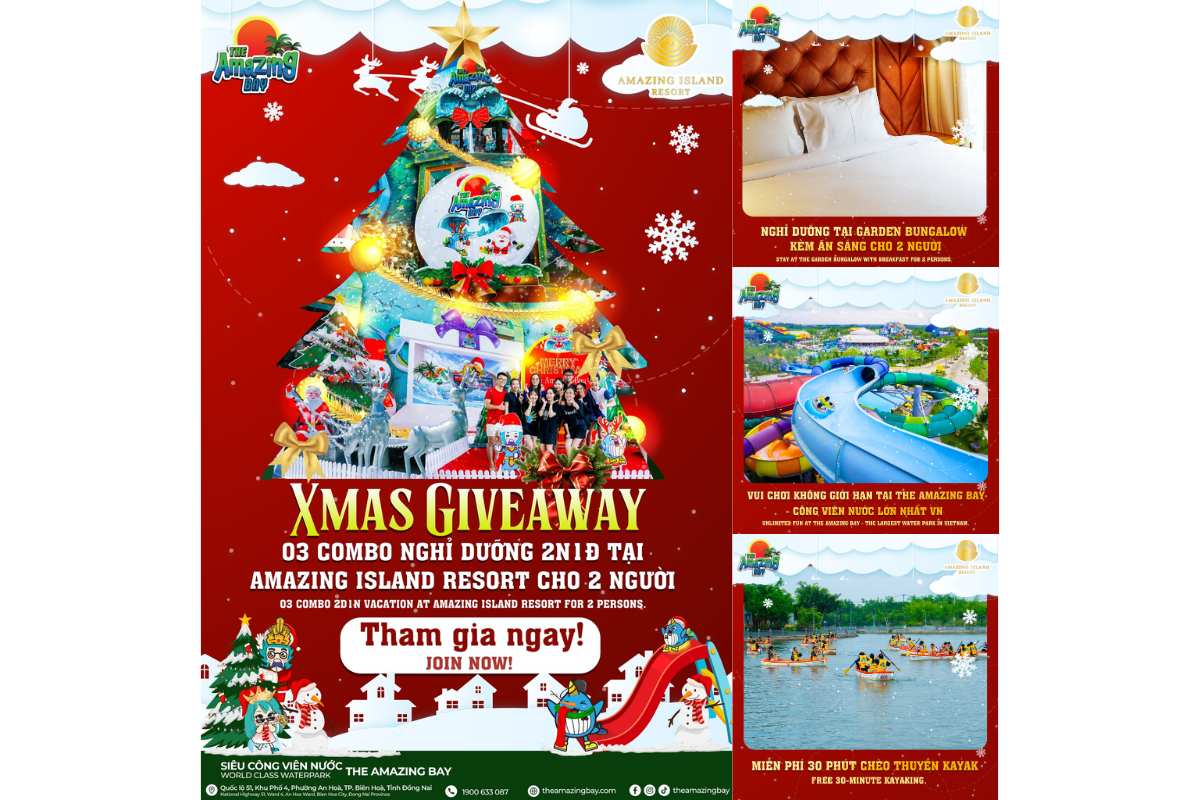 Explore the opportunity to win 03 Free Resort Vouchers at Amazing Island Resort, Dong Nai, in the Xmas Giveaway Event!