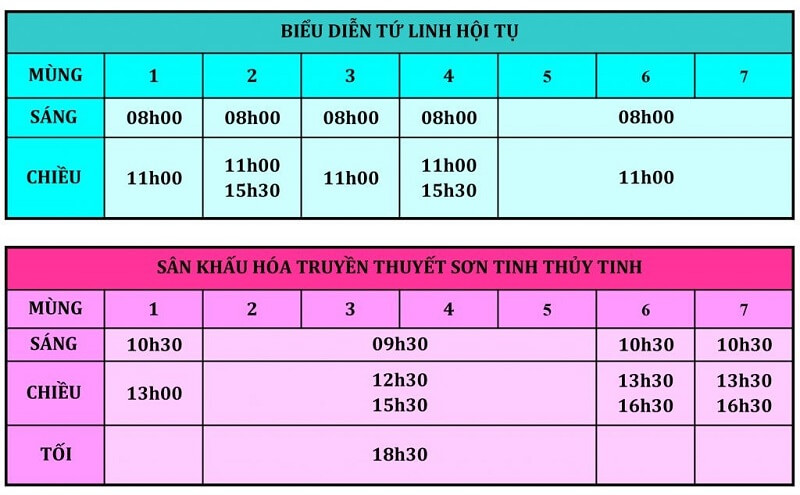 lịch biểu diễn tết